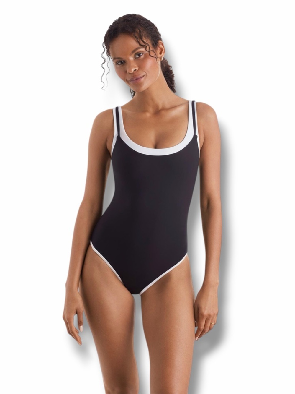 Mimi Flamingo Drift One Piece Swimsuit Black/White Layered Solids